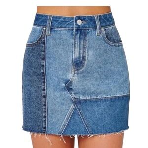 PacSun Blue Patchwork Mini Skirt